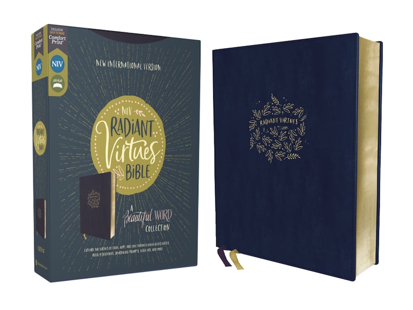 Front cover_Niv, Radiant Virtues Bible: A Beautiful Word Collection, Leathersoft, Navy, Red Letter, Comfort Print