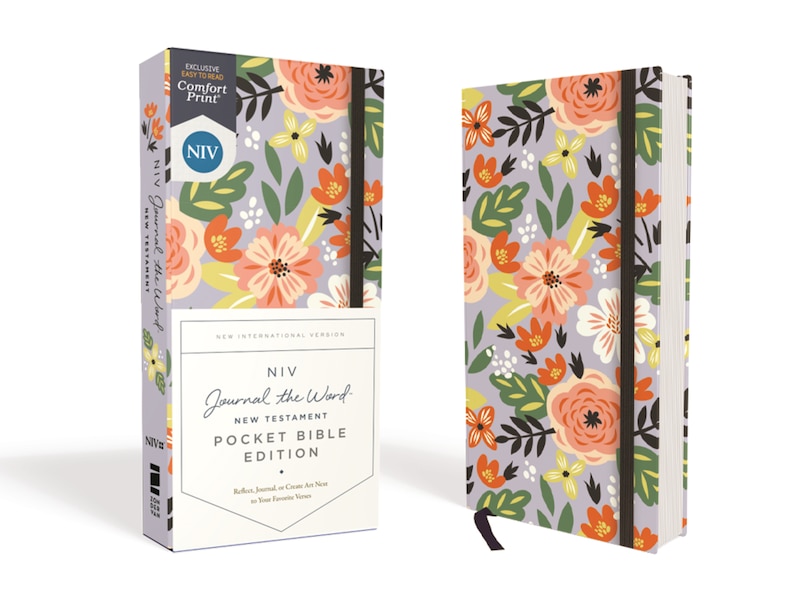 Front cover_NIV, Journal the Word New Testament (Perfect for Note-Taking), Pocket Bible Edition, Hardcover, Floral, Red Letter, Comfort Print