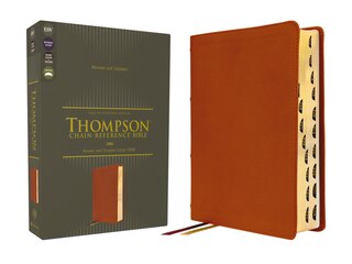 Couverture_ESV, Thompson Chain-Reference Bible, Genuine Leather, Calfskin, Tan, Red Letter, Thumb Indexed