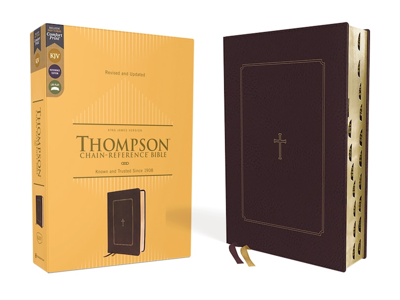 Couverture_Kjv, Thompson Chain-reference Bible, Leathersoft, Burgundy, Red Letter, Thumb Indexed, Comfort Print