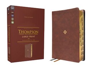 Front cover_NKJV, Thompson Chain-Reference Bible, Large Print, Leathersoft, Brown, Red Letter, Thumb Indexed, Comfort Print