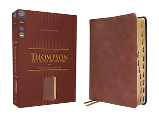 Front cover_NKJV, Thompson Chain-Reference Bible, Leathersoft, Brown, Red Letter, Thumb Indexed, Comfort Print