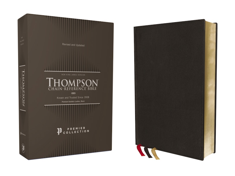 Couverture_NKJV, Thompson Chain-Reference Bible, Premium Goatskin Leather, Black, Premier Collection, Black Letter, Art Gilded Edges, Comfort Print