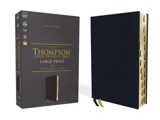 Front cover_NASB, Thompson Chain-Reference Bible, Large Print, Leathersoft, Navy, 1995 Text, Red Letter, Thumb Indexed, Comfort Print