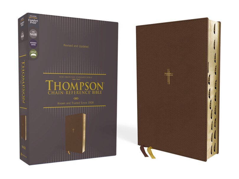 Front cover_NASB, Thompson Chain-Reference Bible, Leathersoft, Brown, 1995 Text, Red Letter, Thumb Indexed, Comfort Print
