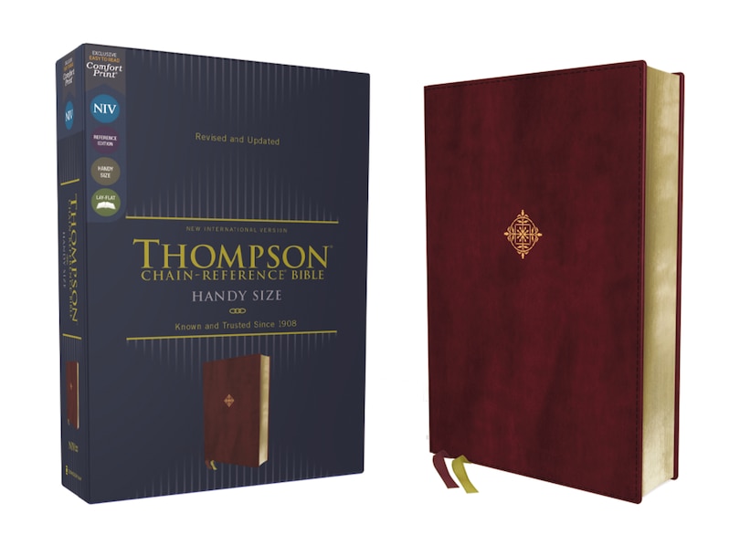 Front cover_Niv, Thompson Chain-reference Bible, Handy Size, Leathersoft, Burgundy, Red Letter, Comfort Print