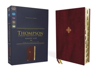 Couverture_Niv, Thompson Chain-reference Bible, Handy Size, Leathersoft, Burgundy, Thumb Indexed, Red Letter, Comfort Print