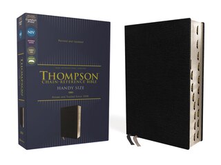 Couverture_Niv, Thompson Chain-reference Bible, Handy Size, European Bonded Leather, Black, Thumb Indexed, Red Letter, Comfort Print