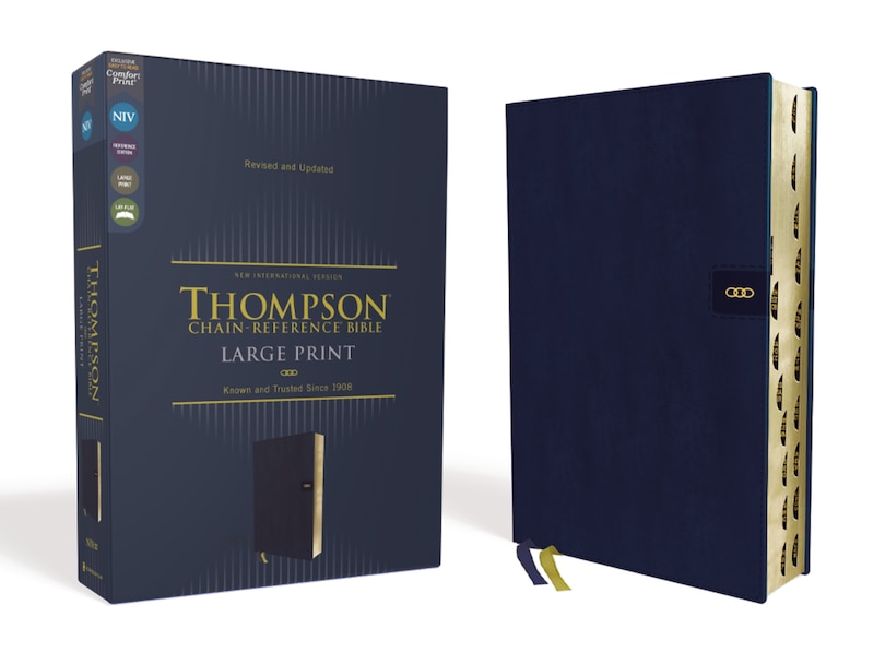 Couverture_Niv, Thompson Chain-reference Bible, Large Print, Leathersoft, Navy, Thumb Indexed, Red Letter, Comfort Print