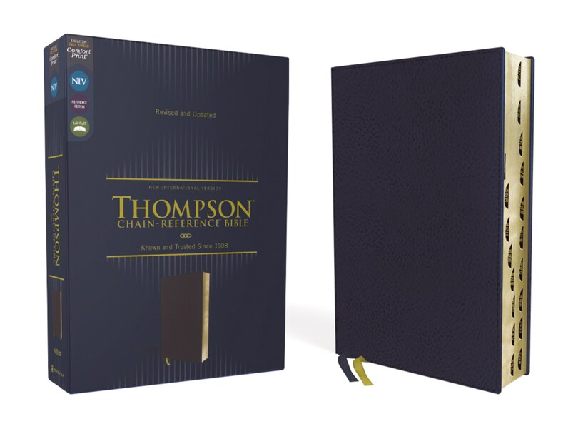 Front cover_Niv, Thompson Chain-reference Bible, Leathersoft, Navy, Thumb Indexed, Red Letter, Comfort Print