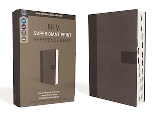 Front cover_Niv, Super Giant Print Reference Bible, Leathersoft, Gray, Red Letter, Thumb Indexed, Comfort Print