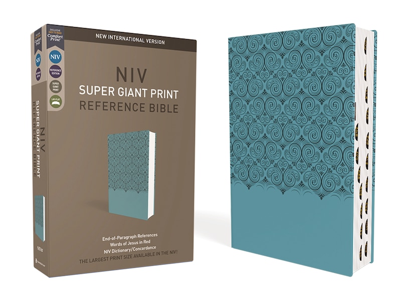 Front cover_Niv, Super Giant Print Reference Bible, Leathersoft, Teal, Red Letter, Thumb Indexed, Comfort Print