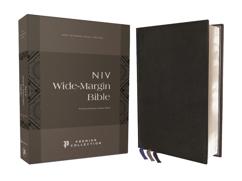 Front cover_NIV, Wide Margin Bible (A Bible that Welcomes Note-Taking), Premium Goatskin Leather, Black, Premier Collection, Red Letter, Art Gilded Edges, Comfort Print