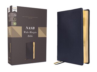 Front cover_NASB, Wide Margin Bible, Genuine Leather, Calfskin, Navy, Red Letter, 1995 Text, Comfort Print