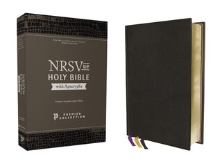 Front cover_Nrsvue, Holy Bible With Apocrypha, Premium Goatskin Leather, Black, Premier Collection, Art Gilded Edges, Comfort Print