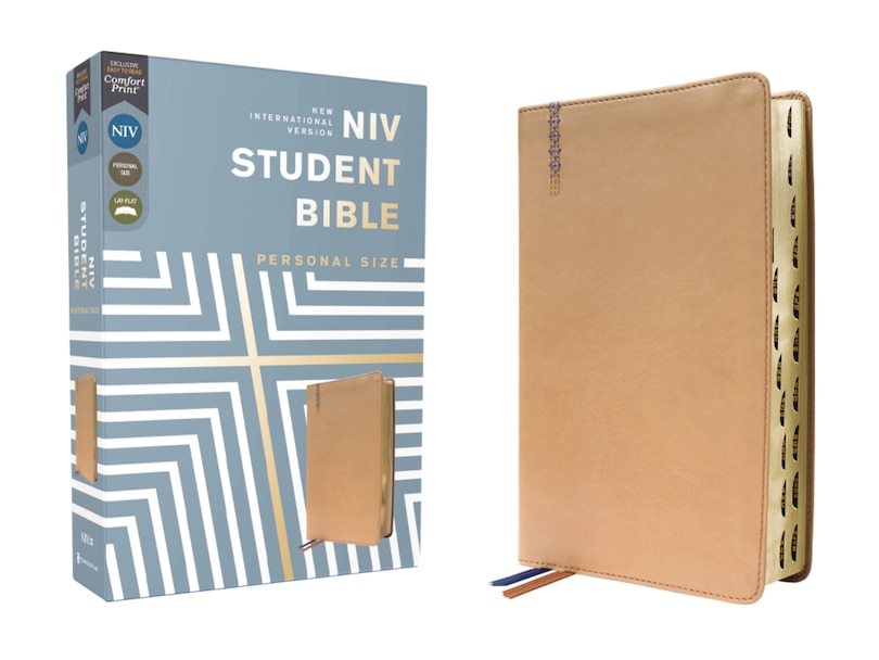 Couverture_NIV, Student Bible, Personal Size, Leathersoft, Tan, Thumb Indexed, Comfort Print