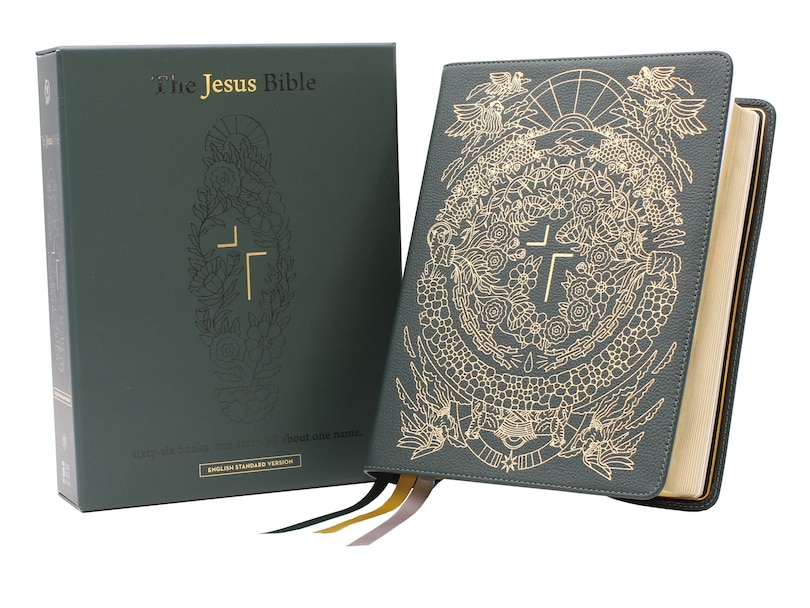 Front cover_The Jesus Bible Artist Edition, Esv, Genuine Leather, Calfskin, Green, Limited Edition