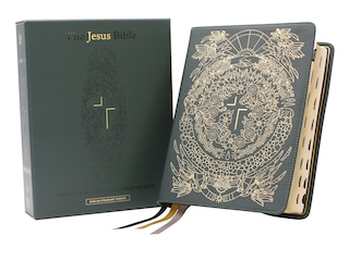 Front cover_The Jesus Bible Artist Edition, ESV, (With Thumb Tabs to Help Locate the Books of the Bible), Genuine Leather, Calfskin, Green, Limited Edition, Thumb Indexed
