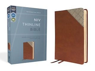 Front cover_Niv, Thinline Bible, Leathersoft, Brown, Red Letter, Comfort Print