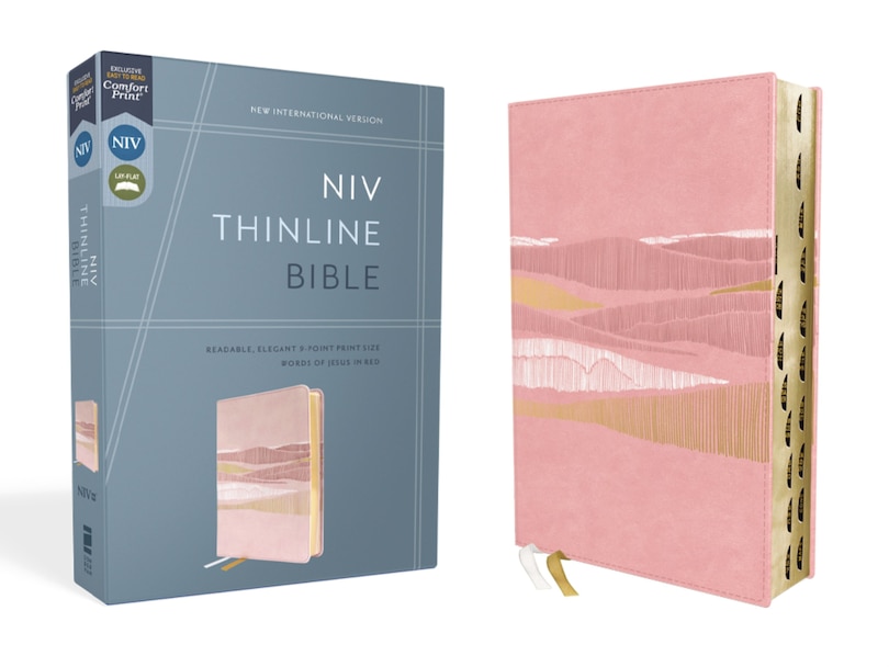 Front cover_Niv, Thinline Bible, Leathersoft, Pink, Red Letter, Thumb Indexed, Comfort Print