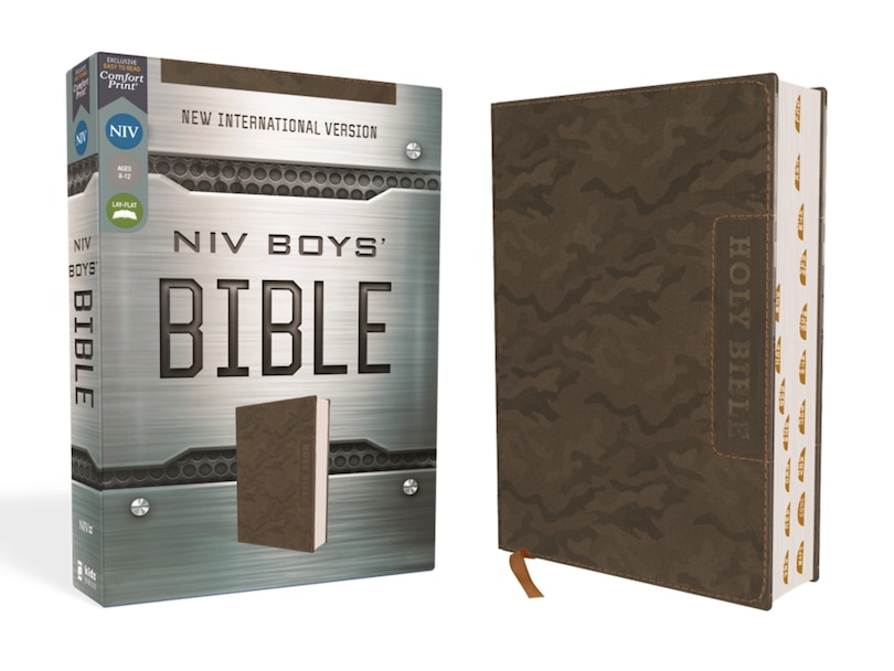 Front cover_NIV, Boys' Bible, Leathersoft, Brown Camo, Thumb Indexed Tabs, Comfort Print