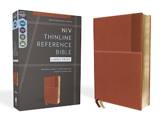 Front cover_NIV, Thinline Reference Bible (Deep Study at a Portable Size), Large Print, Leathersoft, Brown, Red Letter, Comfort Print