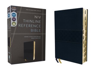 Front cover_NIV, Thinline Reference Bible (Deep Study at a Portable Size), Leathersoft, Navy, Red Letter, Thumb Indexed, Comfort Print