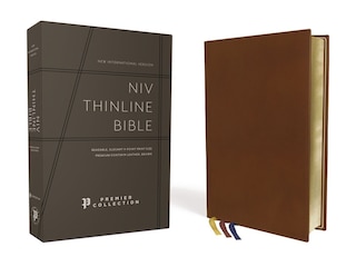 Front cover_Niv, Thinline Bible, Premium Goatskin Leather, Brown, Premier Collection, Black Letter, Art Gilded Edges, Comfort Print