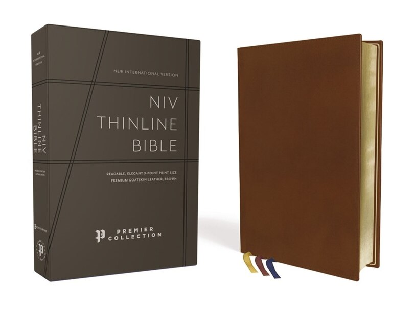 Front cover_Niv, Thinline Bible, Premium Goatskin Leather, Brown, Premier Collection, Black Letter, Art Gilded Edges, Comfort Print