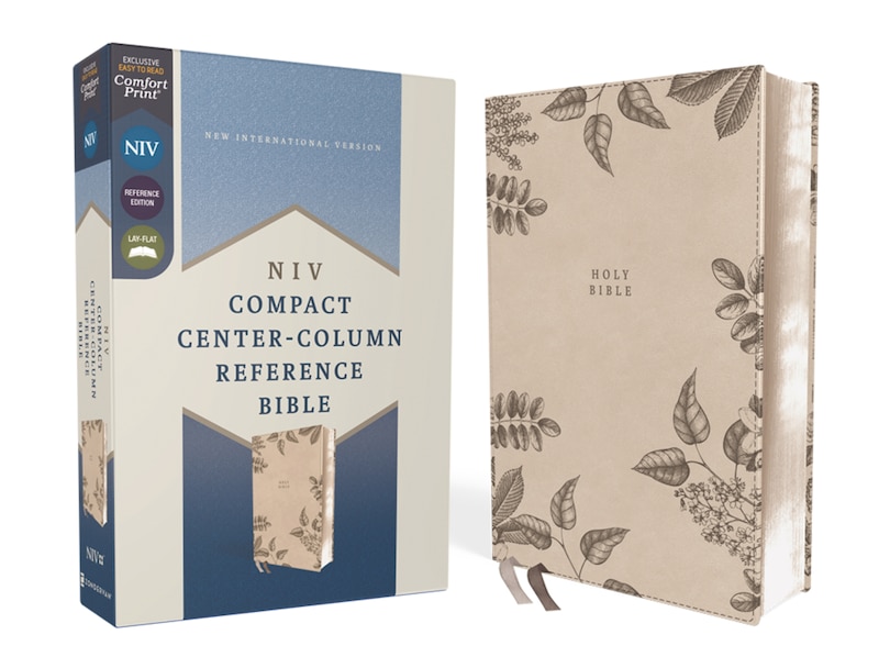 Front cover_NIV, Compact Center-Column Reference Bible, Leathersoft, Stone, Red Letter, Comfort Print
