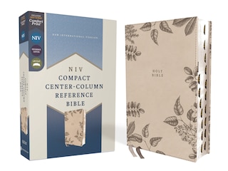 Front cover_NIV, Compact Center-Column Reference Bible, Leathersoft, Stone, Red Letter, Thumb Indexed, Comfort Print