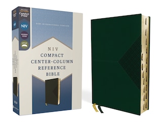 Front cover_NIV, Compact Center-Column Reference Bible, Leathersoft, Green, Red Letter, Thumb Indexed. Comfort Print