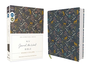 Couverture_NIV, Journal the Word Bible (Perfect for Note-Taking), Double-Column, Cloth over Board, Navy Floral, Red Letter, Comfort Print
