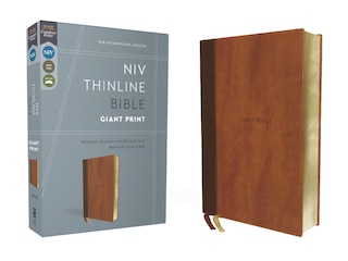 Front cover_NIV, Thinline Bible, Giant Print, Leathersoft, Brown, Red Letter, Comfort Print