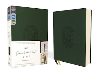 Front cover_NIV, Journal the Word Bible (Perfect for Note-Taking), Leathersoft, Green, Red Letter, Comfort Print