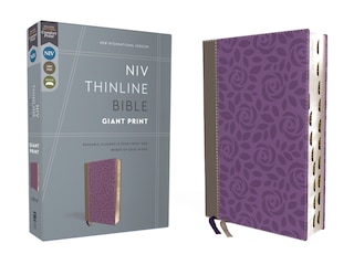 Front cover_NIV, Thinline Bible, Giant Print, Leathersoft, Gray/Purple, Red Letter, Thumb Indexed, Comfort Print