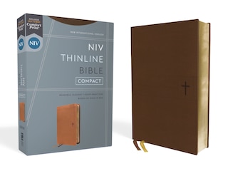 Front cover_NIV, Thinline Bible, Compact, Leathersoft, Brown, Red Letter, Comfort Print