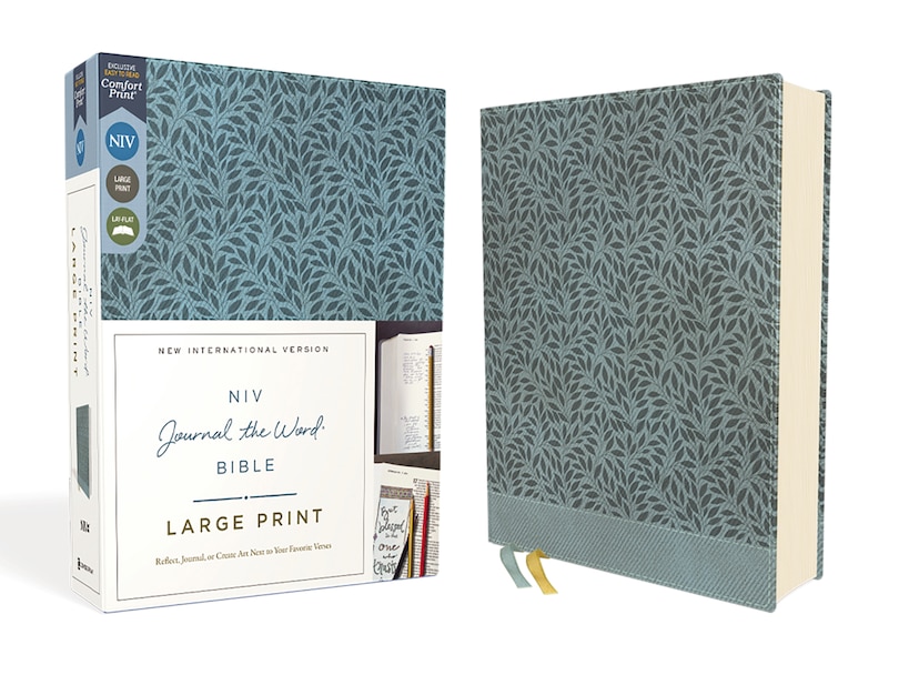 Front cover_NIV, Journal the Word Bible (Perfect for Note-Taking), Large Print, Leathersoft, Teal, Red Letter, Comfort Print