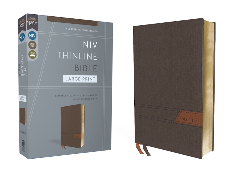 Front cover_Niv, Thinline Bible, Large Print, Cloth Flexcover, Gray, Red Letter, Comfort Print