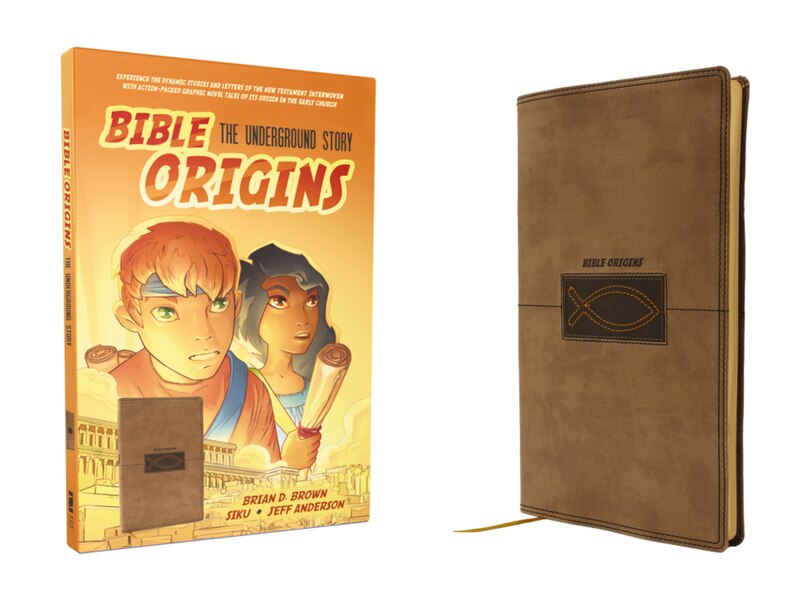 Front cover_Bible Origins (Portions of the New Testament + Graphic Novel Stories), Leathersoft, Tan