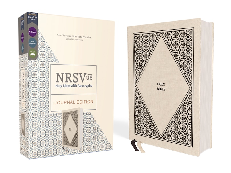 Couverture_NRSVue, Holy Bible with Apocrypha, Journal Edition, Cloth over Board, Cream, Comfort Print