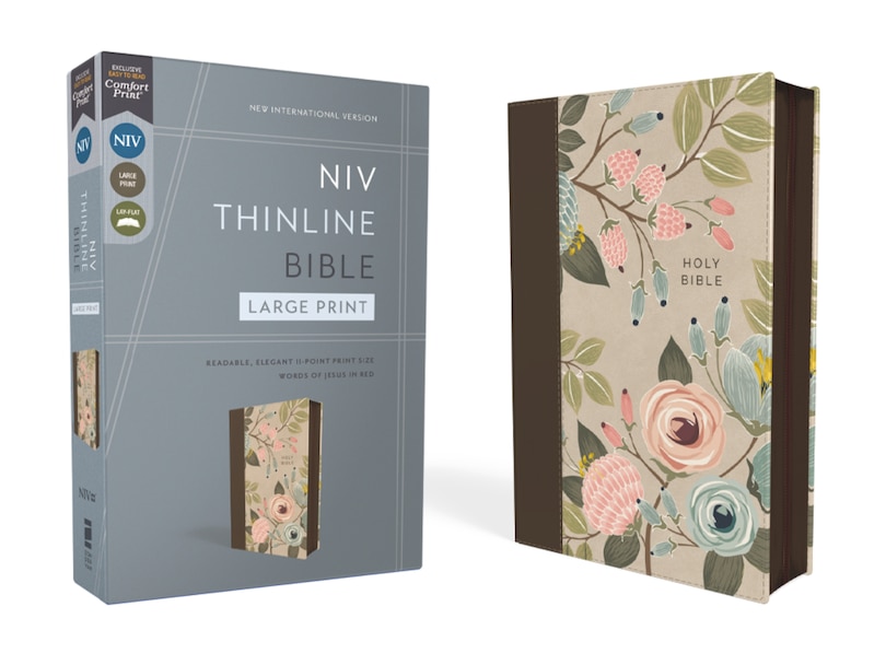 Couverture_NIV, Thinline Bible, Large Print, Leathersoft, Floral, Zippered, Red Letter, Comfort Print
