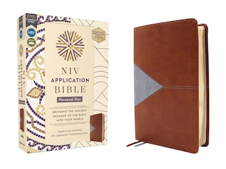 Front cover_NIV Application Bible, Personal Size, Leathersoft, Brown/Blue, Red Letter, Comfort Print