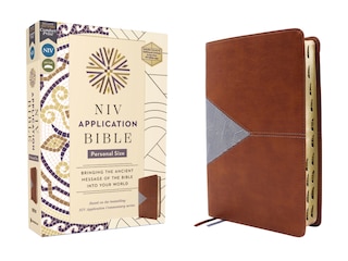 Front cover_NIV Application Bible, Personal Size, Leathersoft, Brown/Blue, Red Letter, Indexed, Comfort Print