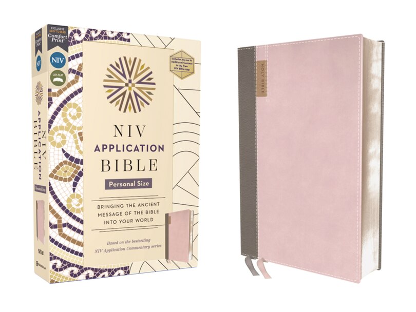 Couverture_NIV Application Bible, Personal Size, Leathersoft, Pink/Gray, Red Letter, Comfort Print
