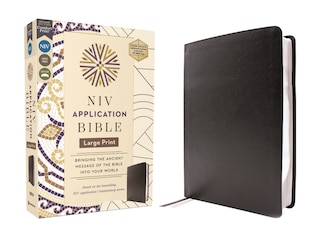 Front cover_NIV Application Bible, Large Print, European Bonded Leather, Black, Red Letter, Comfort Print