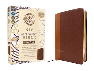 Front cover_NIV Application Bible, Large Print, Leathersoft, Brown, Red Letter, Comfort Print