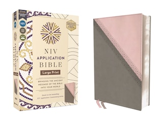 Front cover_NIV Application Bible, Large Print, Leathersoft, Pink/Gray, Red Letter, Comfort Print