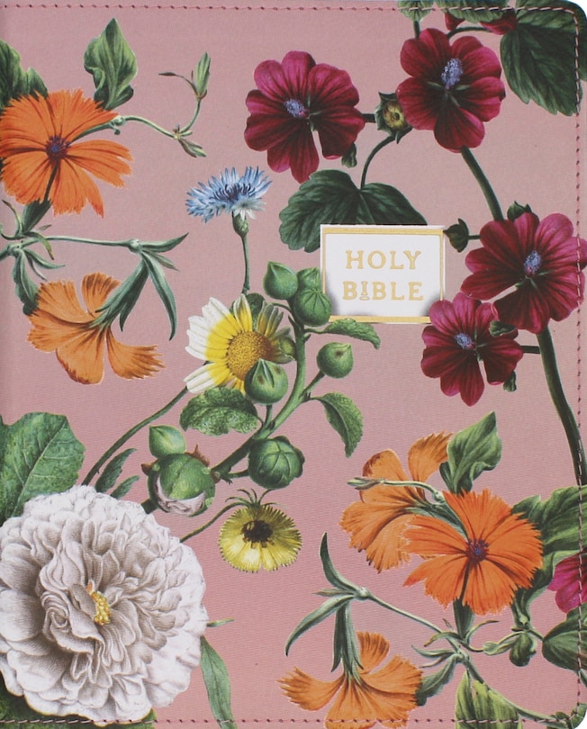 Front cover_NIV, Artisan Collection Bible, Large Print, Leathersoft, Blush Floral, Red Letter, Comfort Print