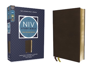 Front cover_NIV Study Bible, Fully Revised Edition (Study Deeply. Believe Wholeheartedly.), Genuine Leather, Calfskin, Brown, Red Letter, Comfort Print